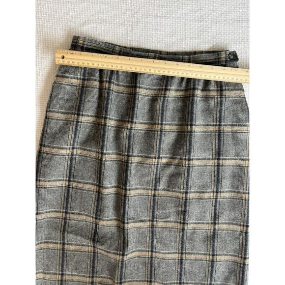 Vintage Pendleton Midi Skirt Straight Virgin Wool Gray/Tan Plaid 12 Tall USA - Picture 8 of 8